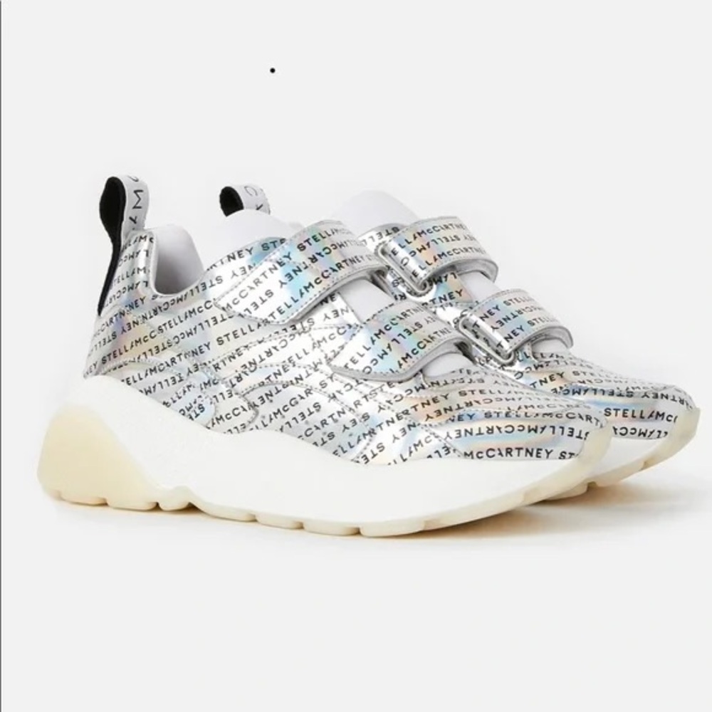 Stella McCartney Eclypse holographic logo-print sneakers sz 36